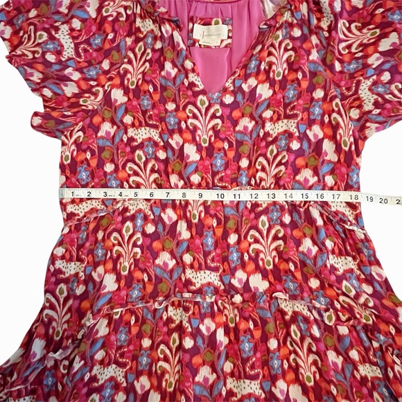 Anthropologie Robin Tiered Floral Ruffle Red Dress Cottagecore Prairie Hippie - Picture 9 of 10